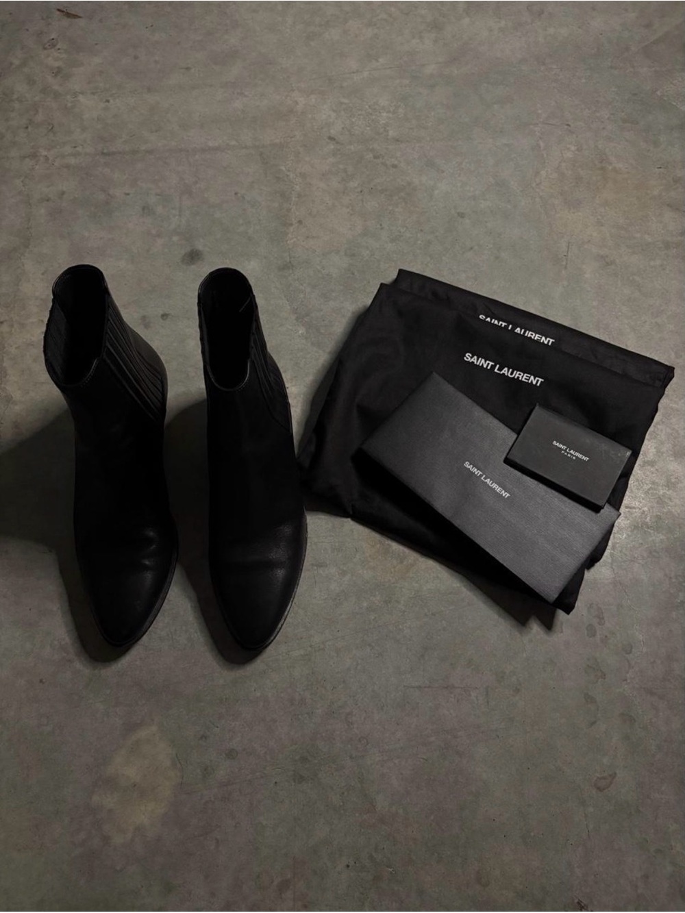 Saint Laurent Black Leather Chelsea Boots